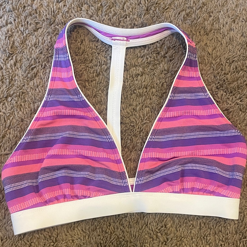 Athleta XS Striped Purple & Pink Bikini Top-XS
